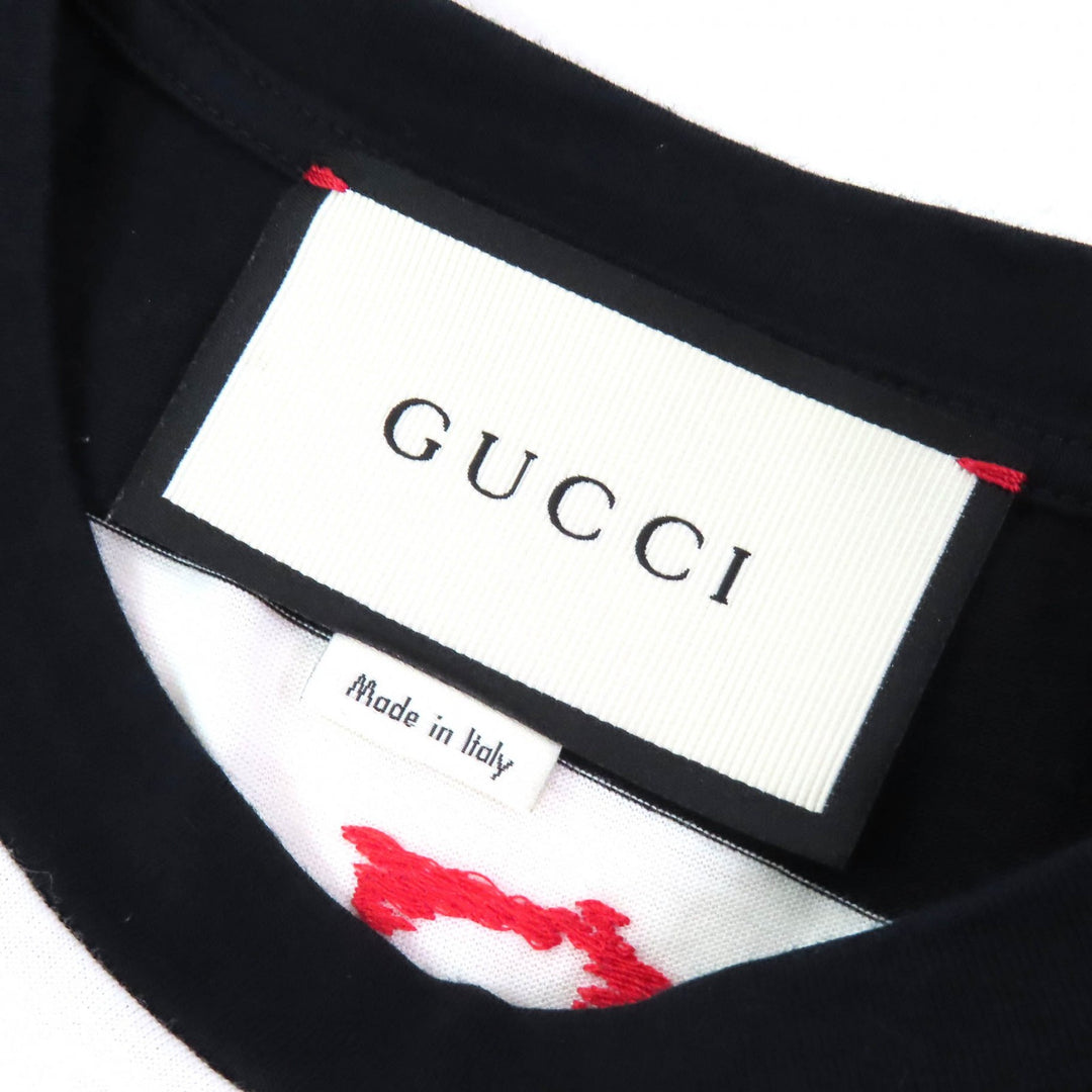 Excellent GUCCI Short sleeve T-shirt Mare Gothicum Flower Stud Border Pattern M