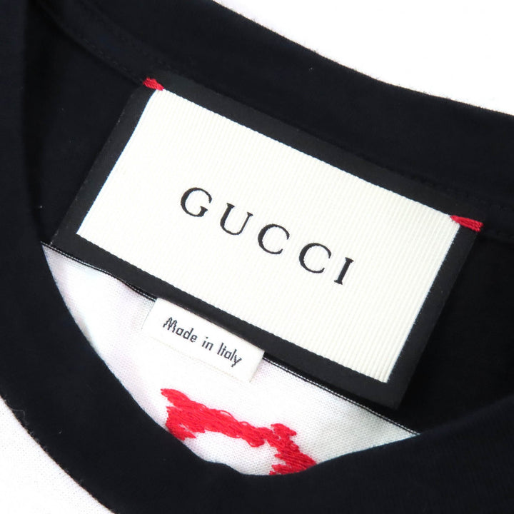 Excellent GUCCI Short sleeve T-shirt Mare Gothicum Flower Stud Border Pattern M