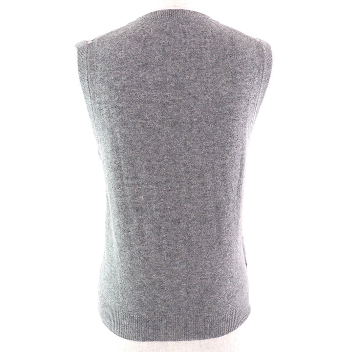 Excellent MIUMIU Best Logo Argyle Pattern V-neck knit Gray cashmere Women 38