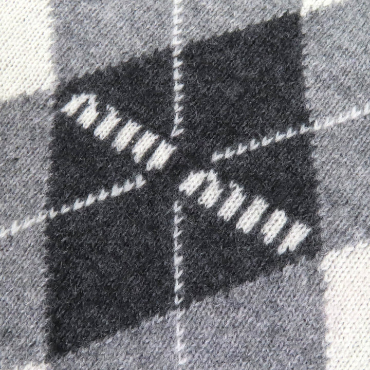 Excellent MIUMIU Best Logo Argyle Pattern V-neck knit Gray cashmere Women 38