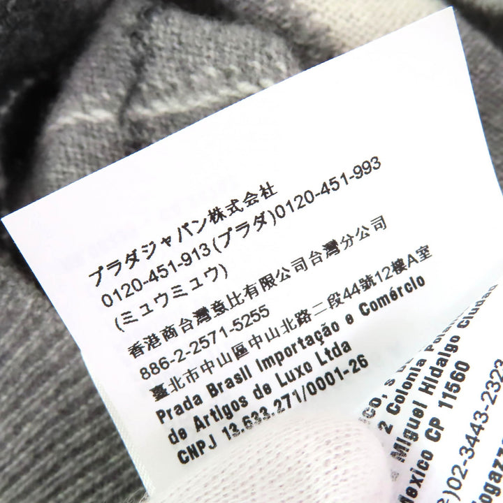Excellent MIUMIU Best Logo Argyle Pattern V-neck knit Gray cashmere Women 38