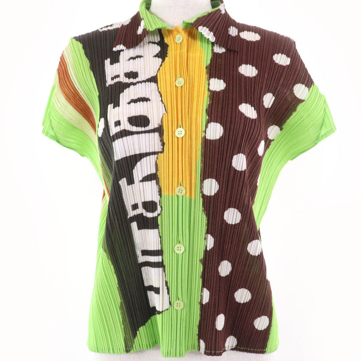 Great PLEATS PLEASE Short sleeve shirt Total pattern print multicolor 3
