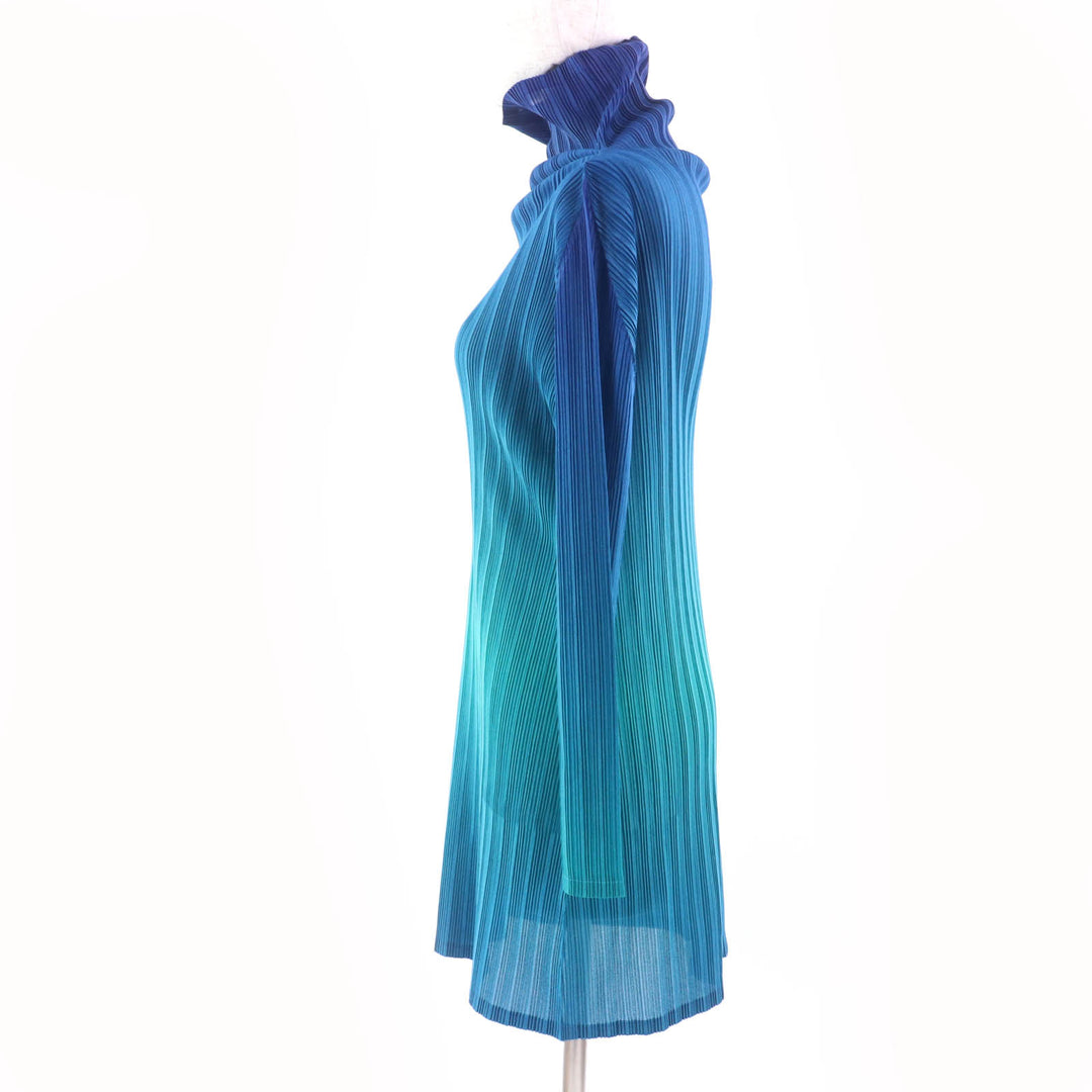 Excellent PLEATS PLEASE one piece gradient print tunic Blue polyester Women 3 PP53-FT384