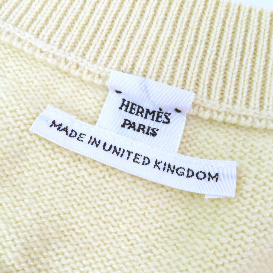 Excellent HERMES knit Serie Button Oversized Sweater Yellow cashmere 38 2H2603D1