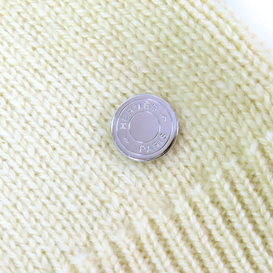 Excellent HERMES knit Serie Button Oversized Sweater Yellow cashmere 38 2H2603D1