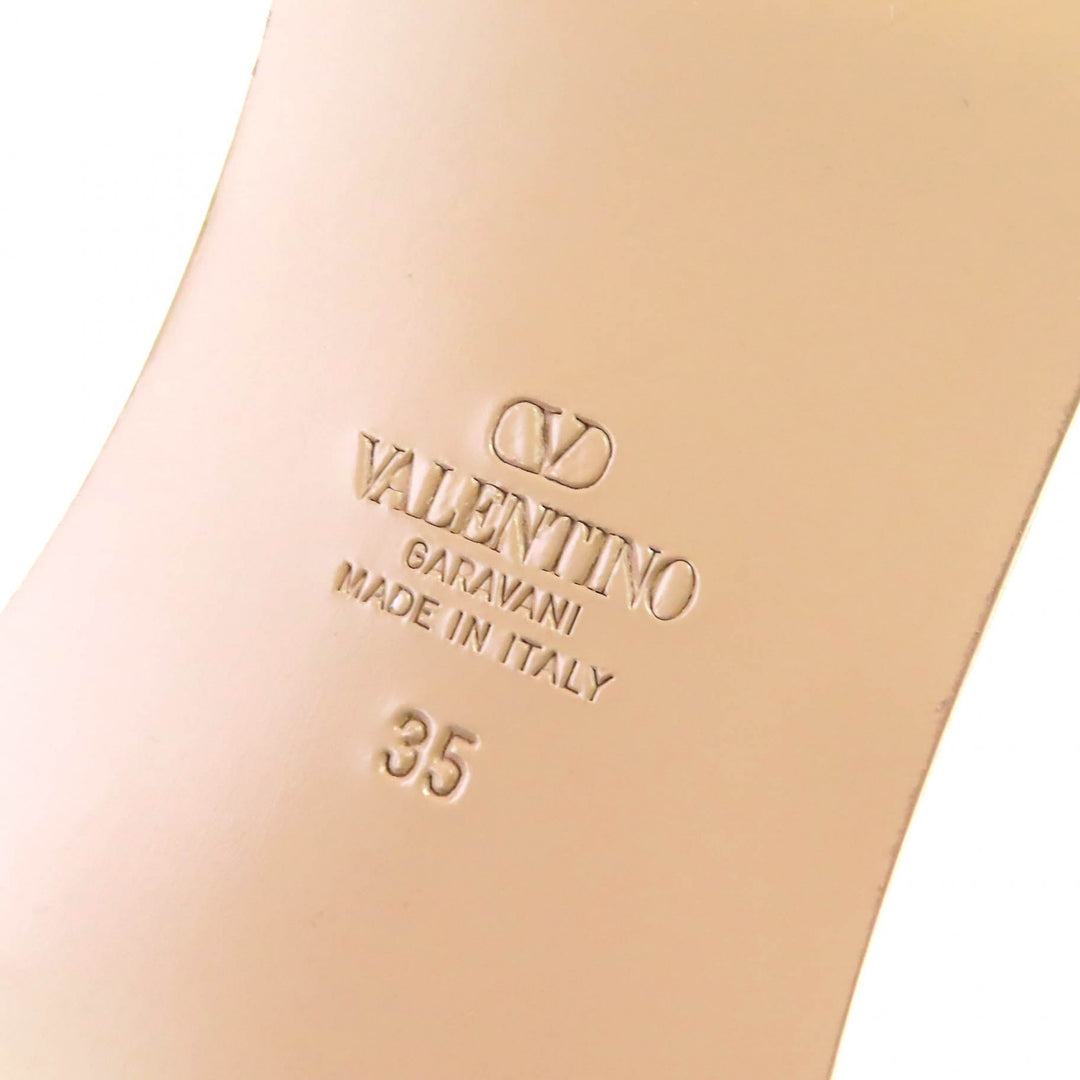 Pristine Valentino Garavani V Logo Cutout Square Toe Leather Slide Sandals 35