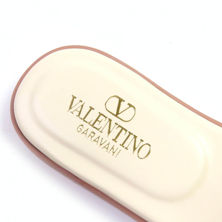 Pristine Valentino Garavani V Logo Cutout Square Toe Leather Slide Sandals 35