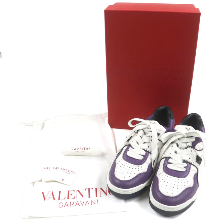Pristine Valentino Garavani sneakers One Stud Purple white leather 40 XY2S0E71