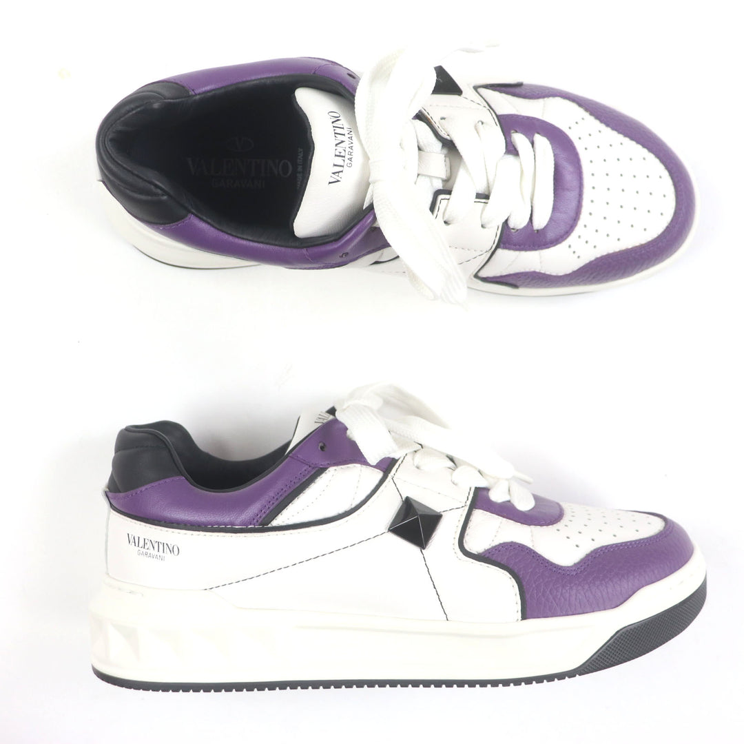 Pristine Valentino Garavani sneakers One Stud Purple white leather 40 XY2S0E71