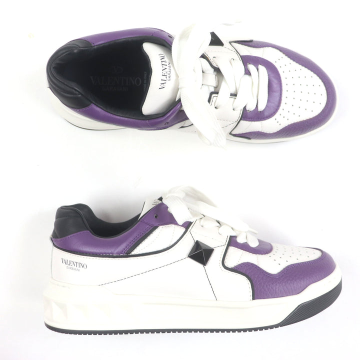 Pristine Valentino Garavani sneakers One Stud Purple white leather 40 XY2S0E71
