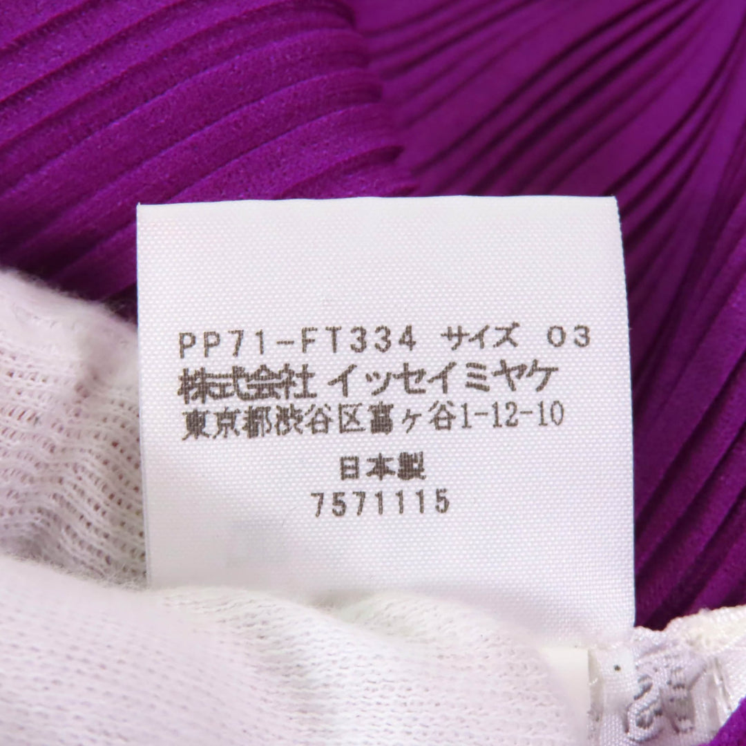 Excellent PLEATS PLEASE one piece Turtleneck Pleated Long Sleeves purple 3 PP71-PT334