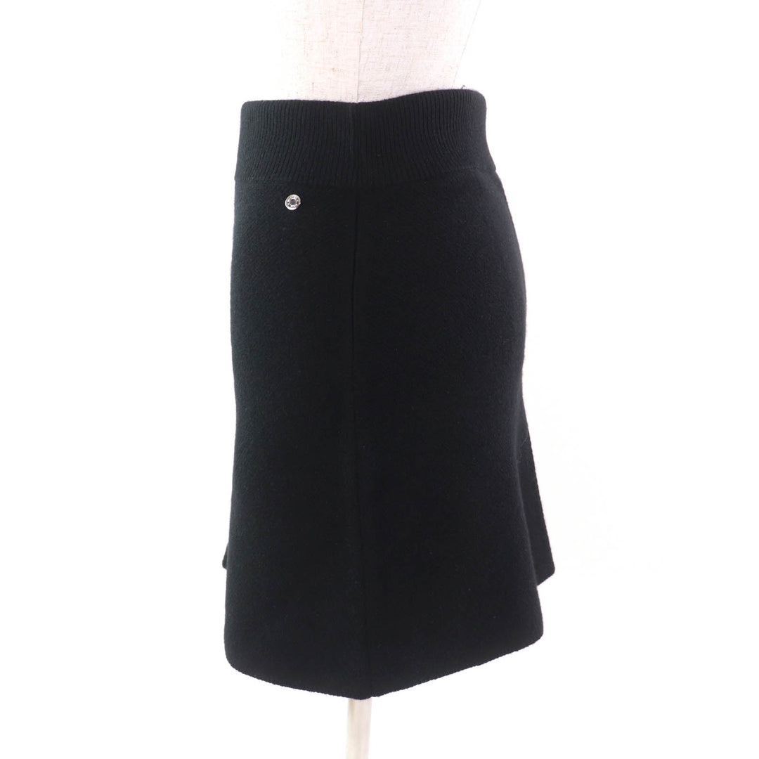 Excellent HERMES Mini skirt Serie Metal Attached Trapezoid Knit black cashmere