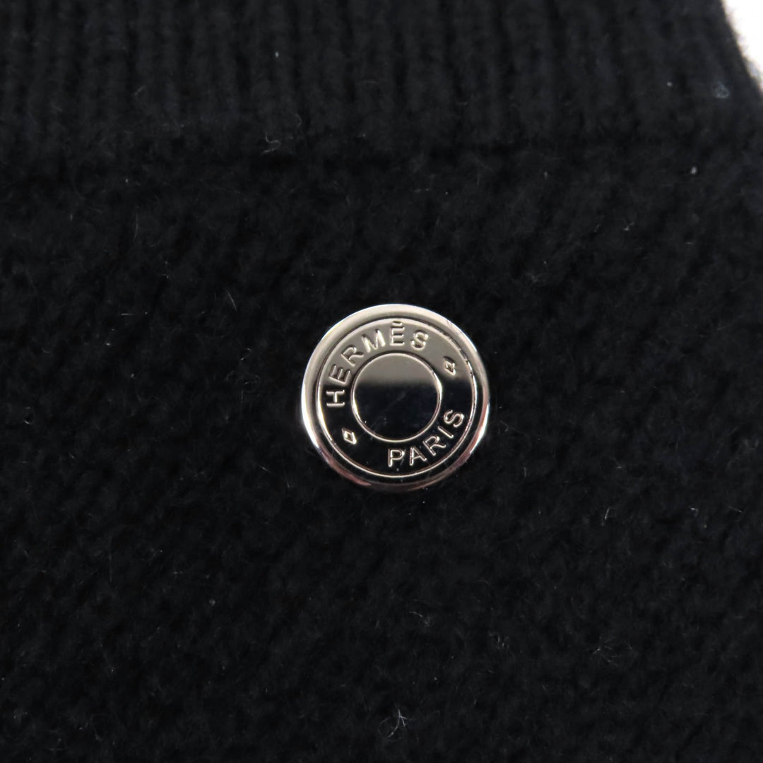 Excellent HERMES Mini skirt Serie Metal Attached Trapezoid Knit black cashmere 34 2H2300D1
