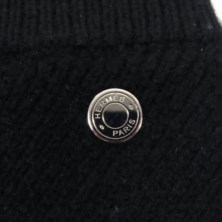 Excellent HERMES Mini skirt Serie Metal Attached Trapezoid Knit black cashmere