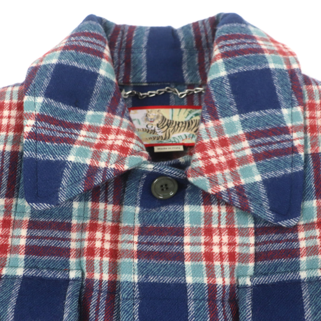 Excellent GUCCI Jacket GUCCI TIGER Navy red wool mens 46 683264