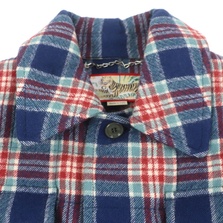 Excellent GUCCI Jacket GUCCI TIGER Navy red wool mens 46 683264