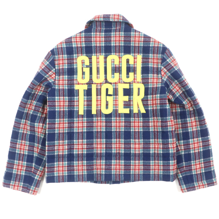 Excellent GUCCI Jacket GUCCI TIGER Navy red wool mens 46 683264