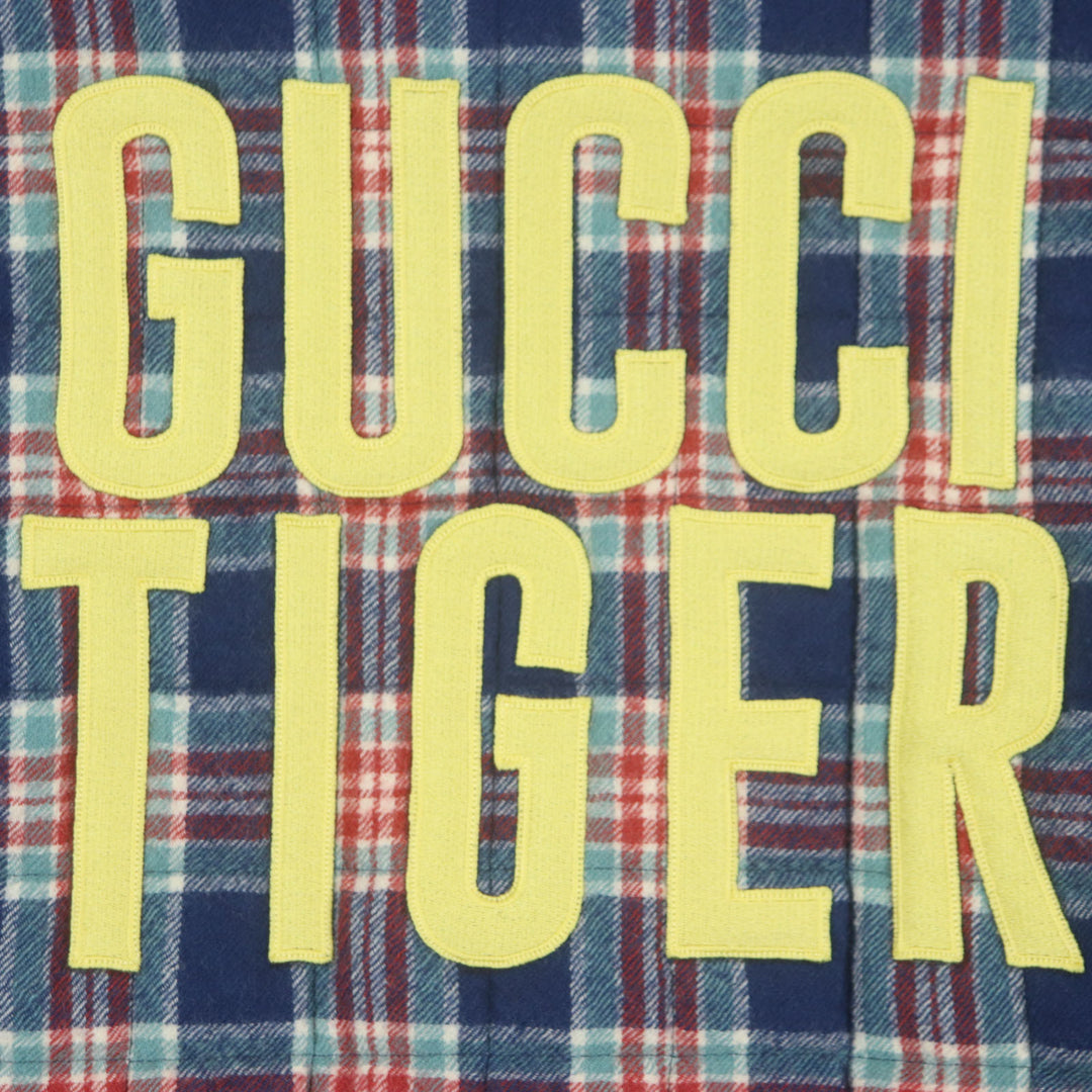 Excellent GUCCI Jacket GUCCI TIGER Navy red wool mens 46 683264