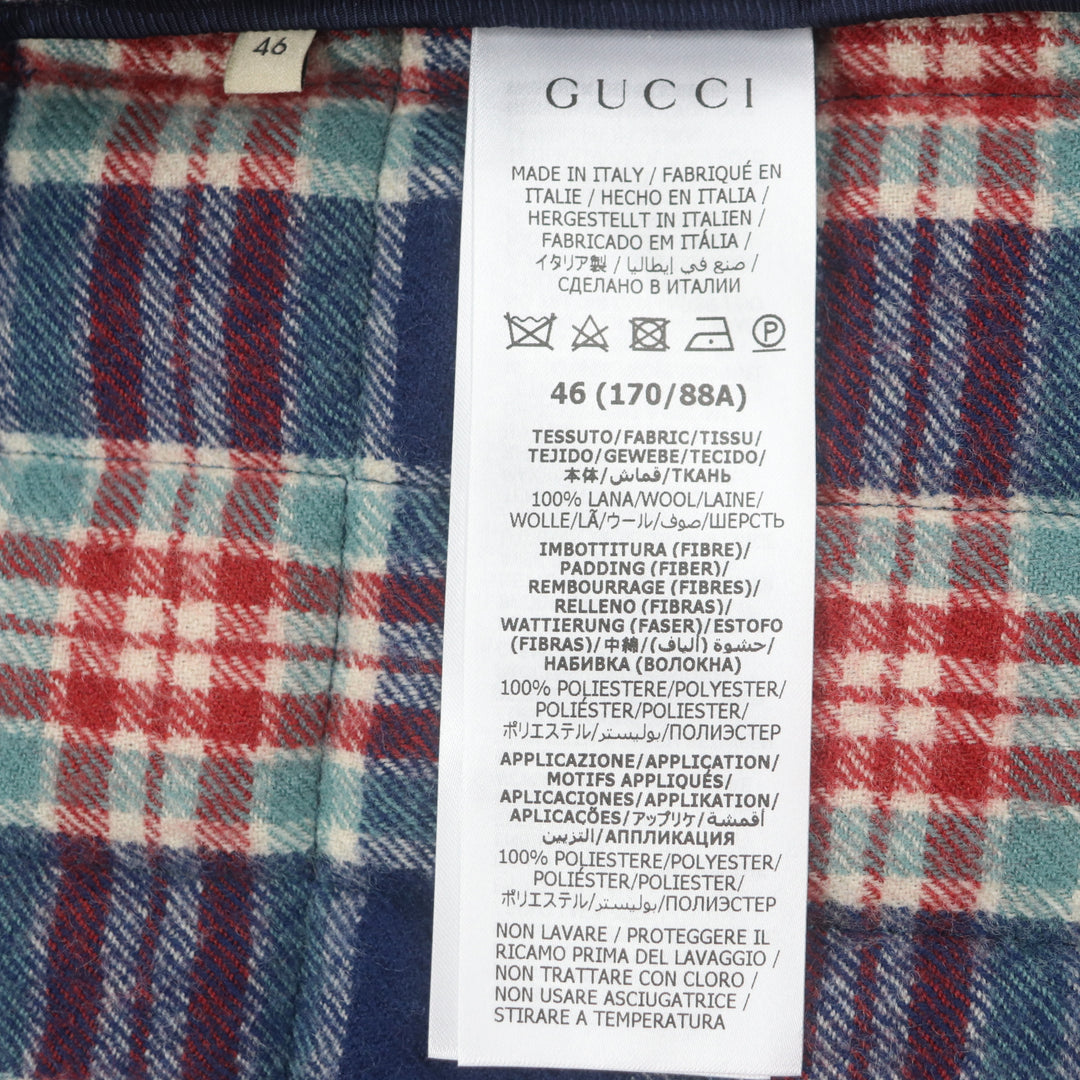 Excellent GUCCI Jacket GUCCI TIGER Navy red wool mens 46 683264