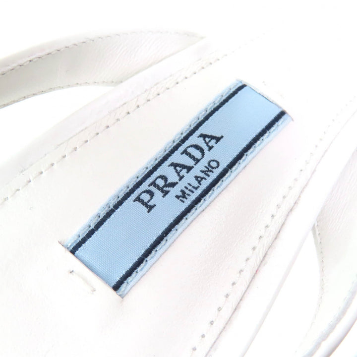 Pristine PRADA pumps Triangle Logo Strap Leather ROSSO BIANCO leather Women 37.5