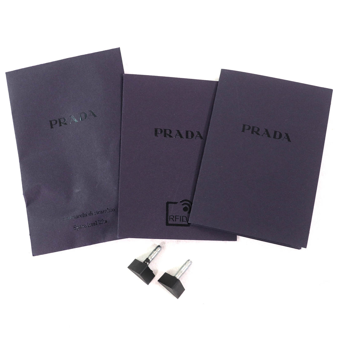 Pristine PRADA pumps Triangle Logo Strap Leather ROSSO BIANCO leather Women 37.5