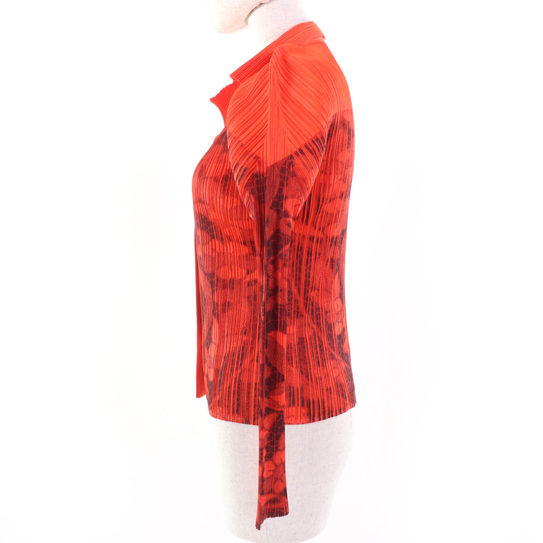 Excellent PLEATS PLEASE Long sleeve shirt All-over floral print Orange series 3