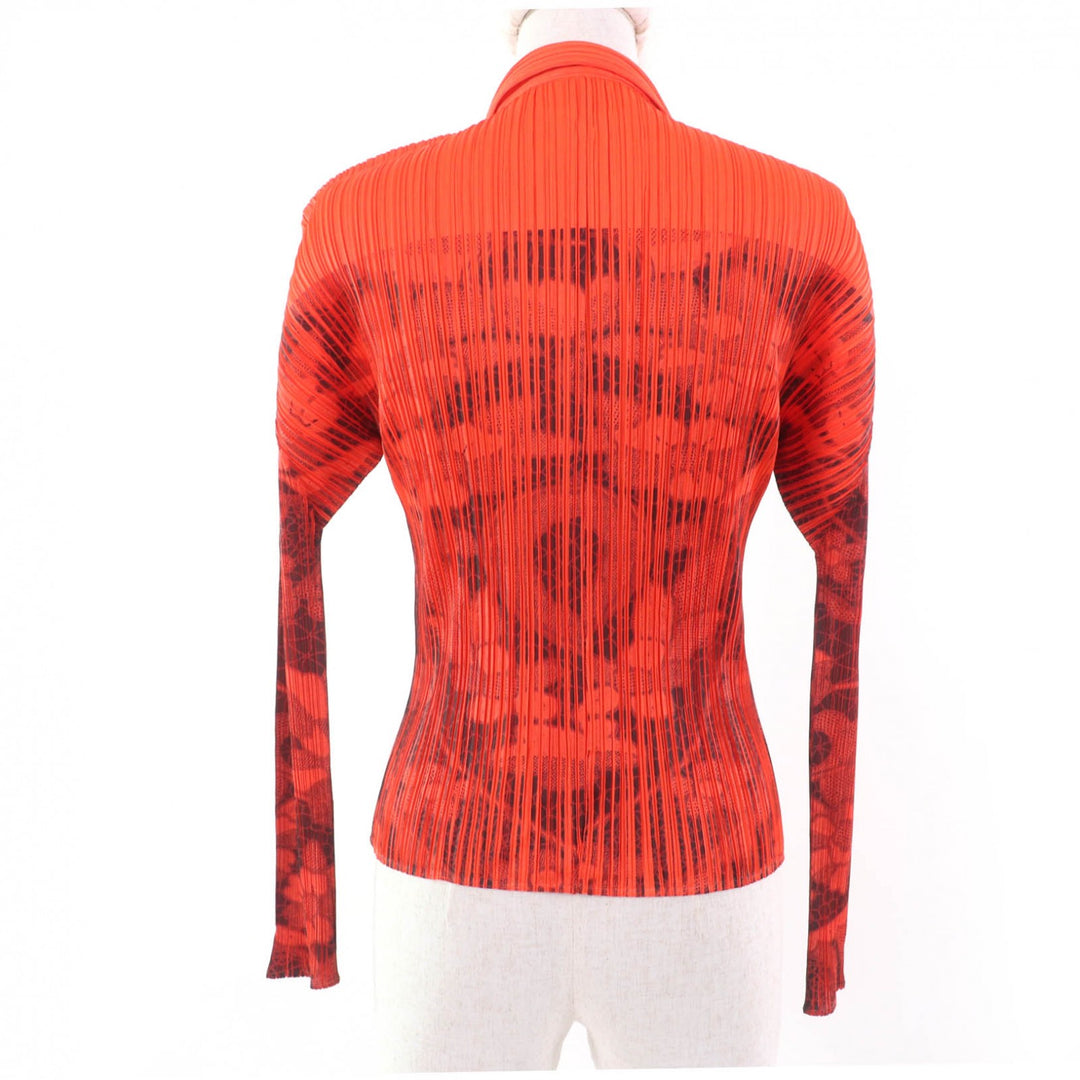 Excellent PLEATS PLEASE Long sleeve shirt All-over floral print Orange series 3