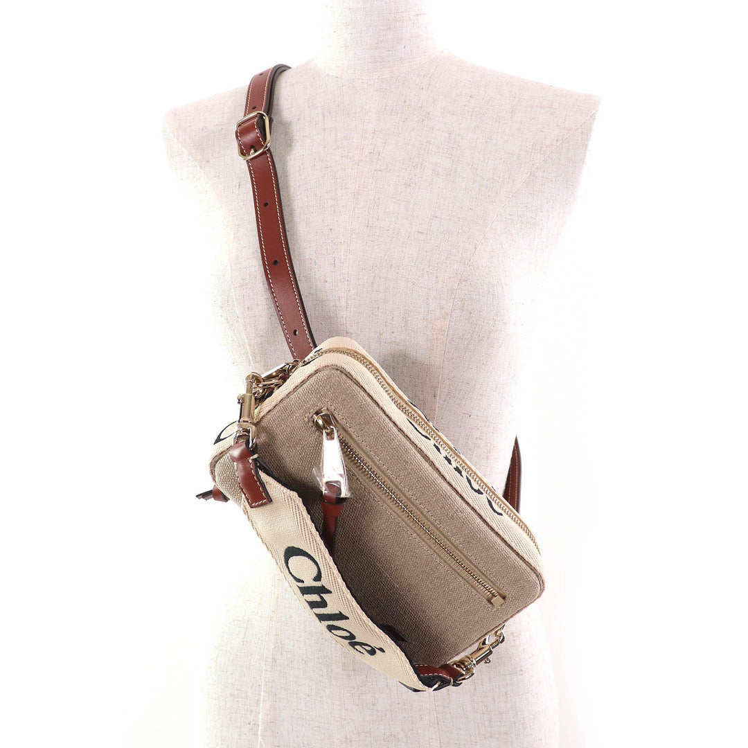 Excellent Chloe WOODY Logo Waist Pouch Cross Sling Bag Shoulder Bag CHC23AS432L0627S
