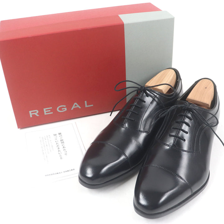 Pristine REGAL Dress shoes Cap toe straight tip black leather mens 25
