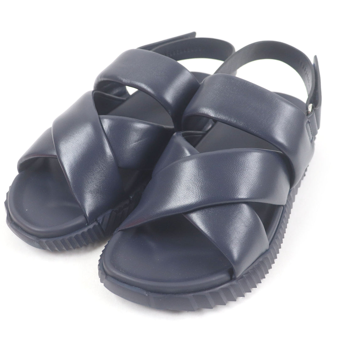 Great HERMES Sandals Electric strap Navy leather mens