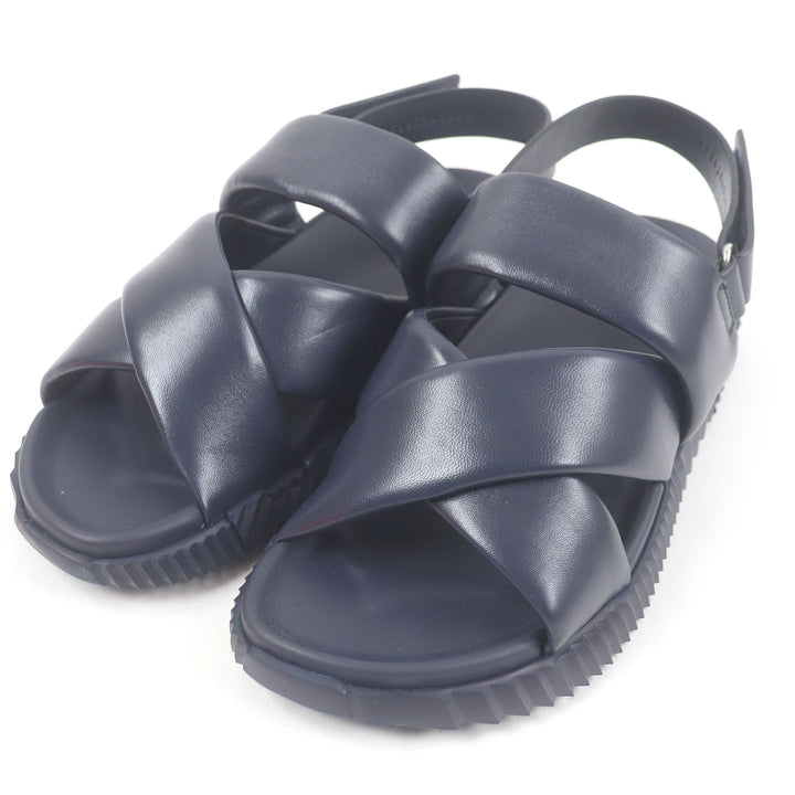 Great HERMES Sandals Electric strap Navy leather mens