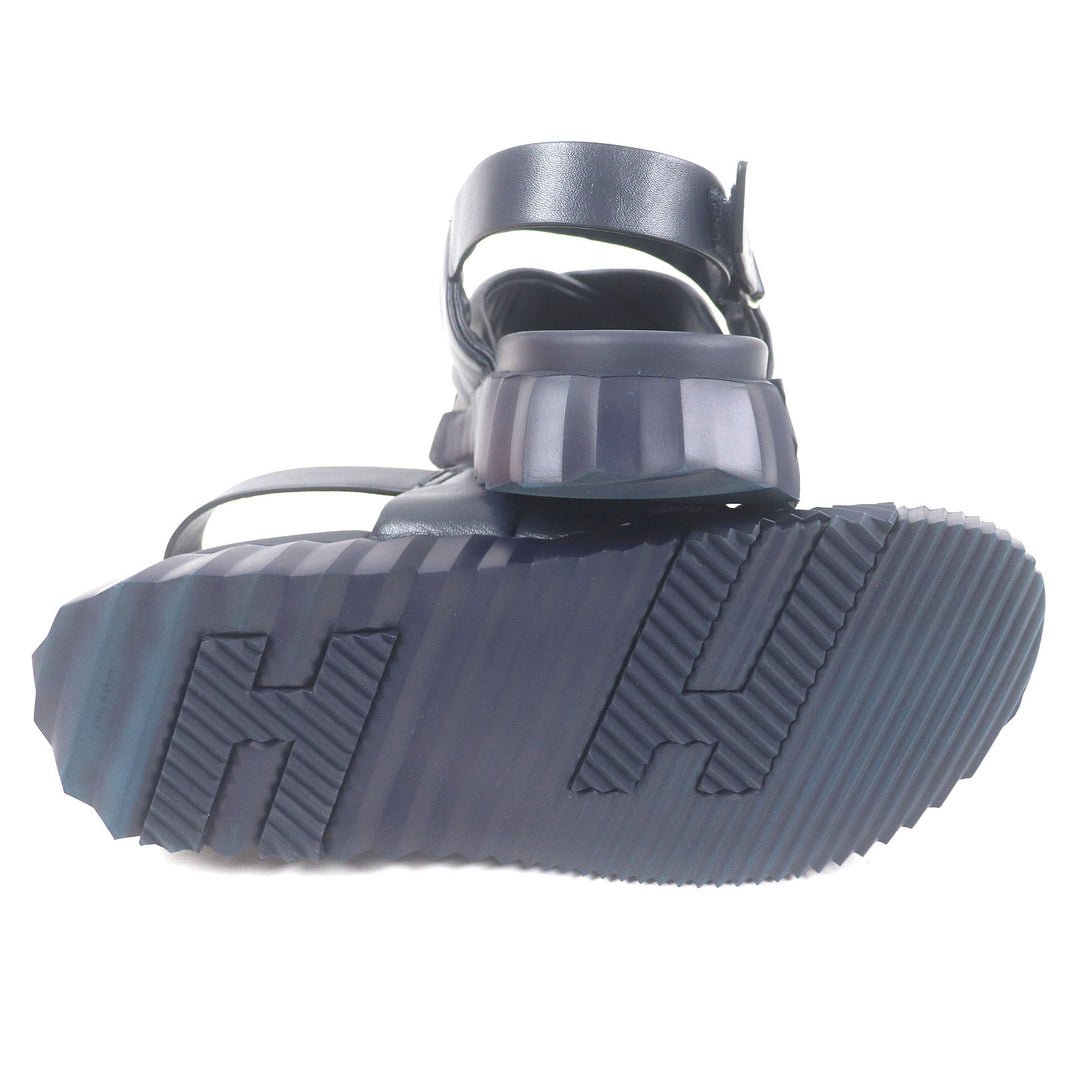 Great HERMES Sandals Electric strap Navy leather mens