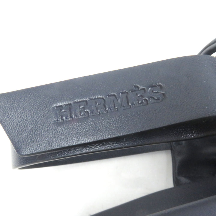 Great HERMES Sandals Electric strap Navy leather mens