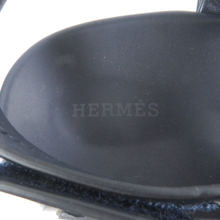 Great HERMES Sandals Electric strap Navy leather mens