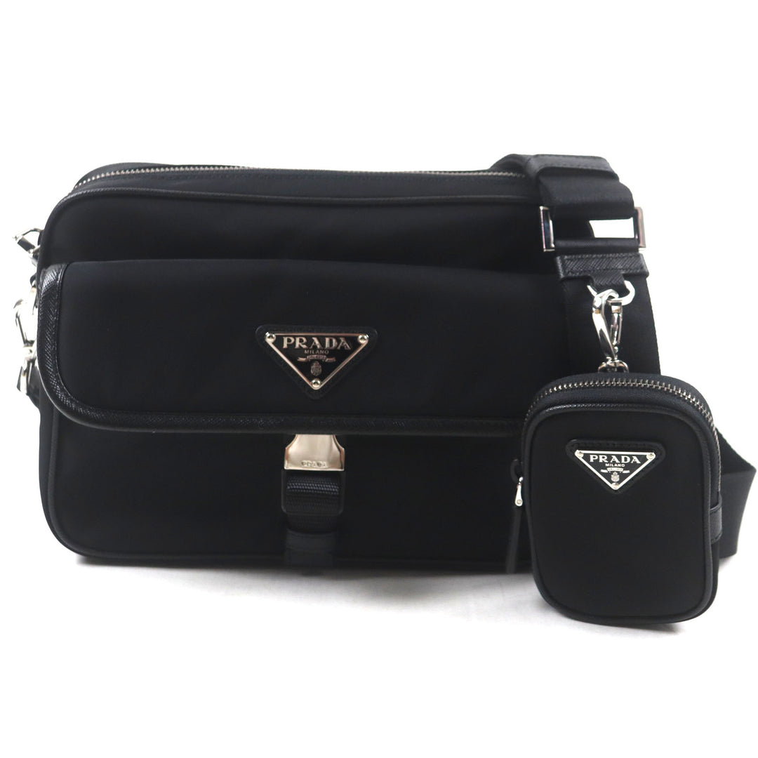 Excellent PRADA Shoulder Bag black Nylon mens 2VH133