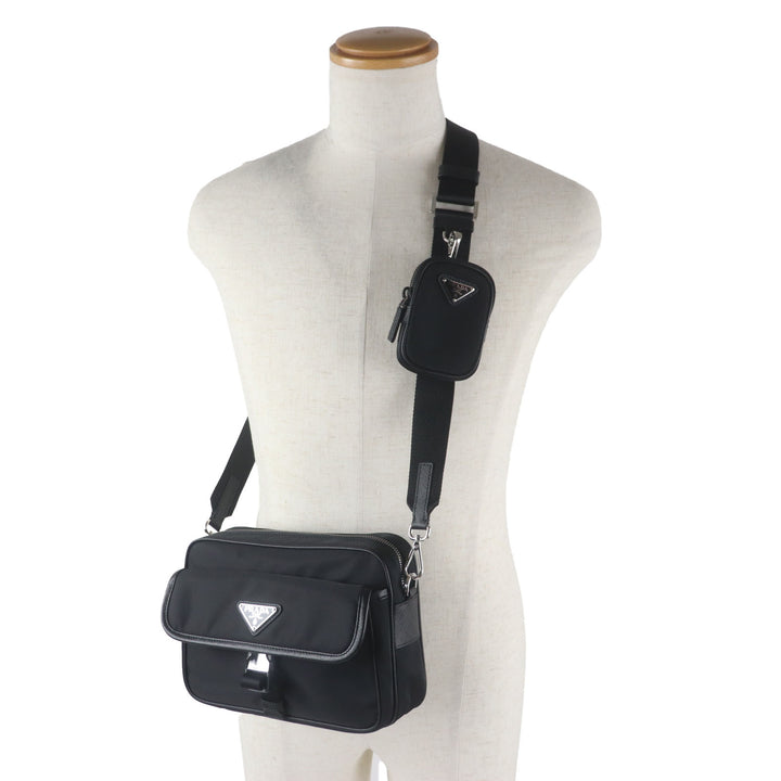 Excellent PRADA Shoulder Bag black Nylon mens 2VH133
