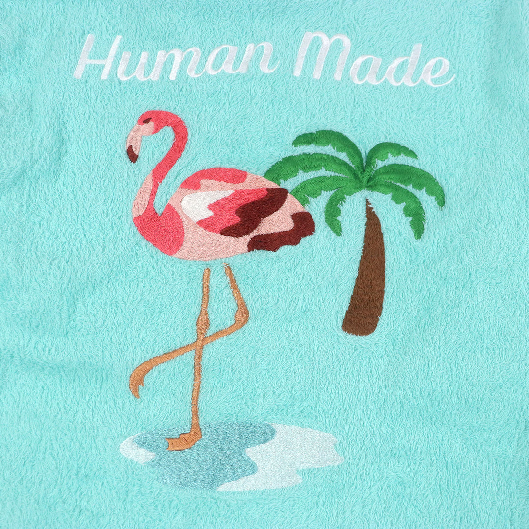 Excellent HUMAN MADE Short sleeve Pile Shirt Flamingo embroidery Light blue