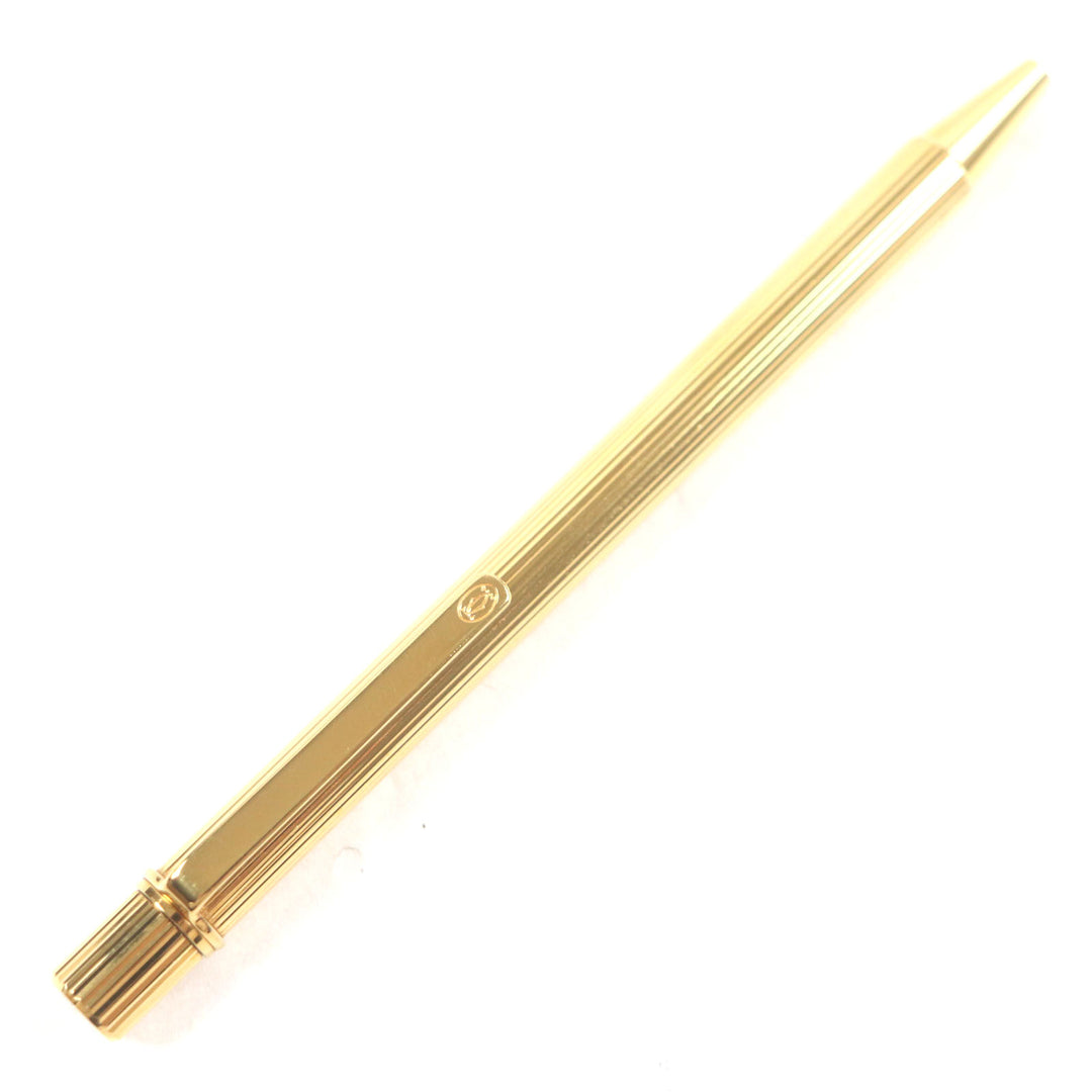 Excellent Cartier Ballpoint pen Must de Cartier Stripe Pattern Twist Type gold
