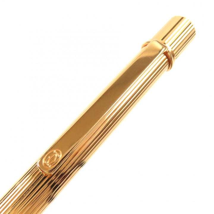 Excellent Cartier Ballpoint pen Must de Cartier Stripe Pattern Twist Type gold