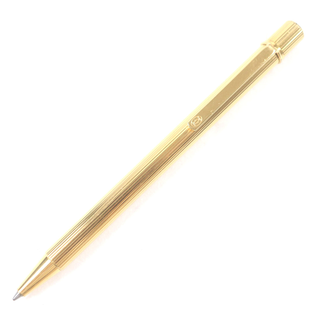 Very Good Cartier Ballpoint pen Must de Cartier Stripe Pattern Twist Type gold