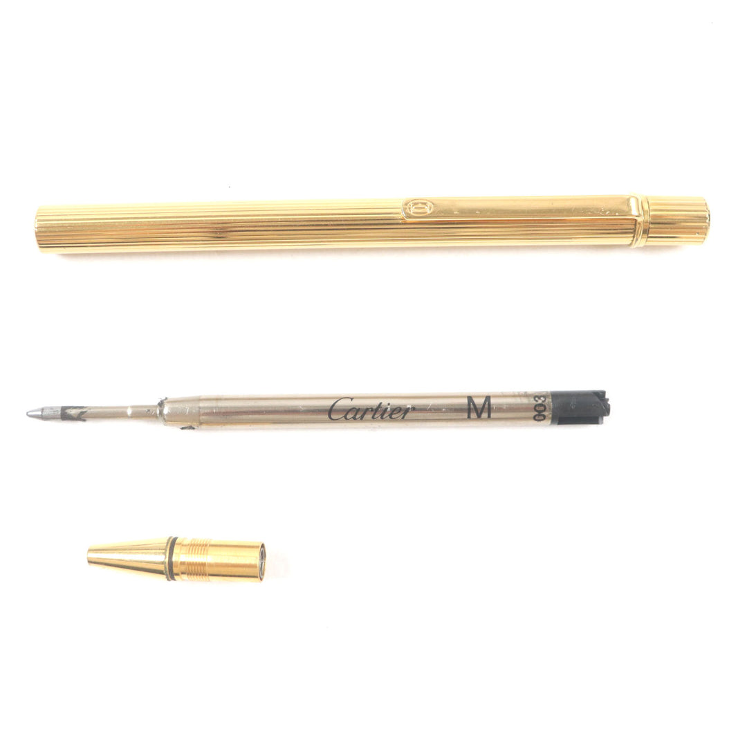 Very Good Cartier Ballpoint pen Must de Cartier Stripe Pattern Twist Type gold ー mens