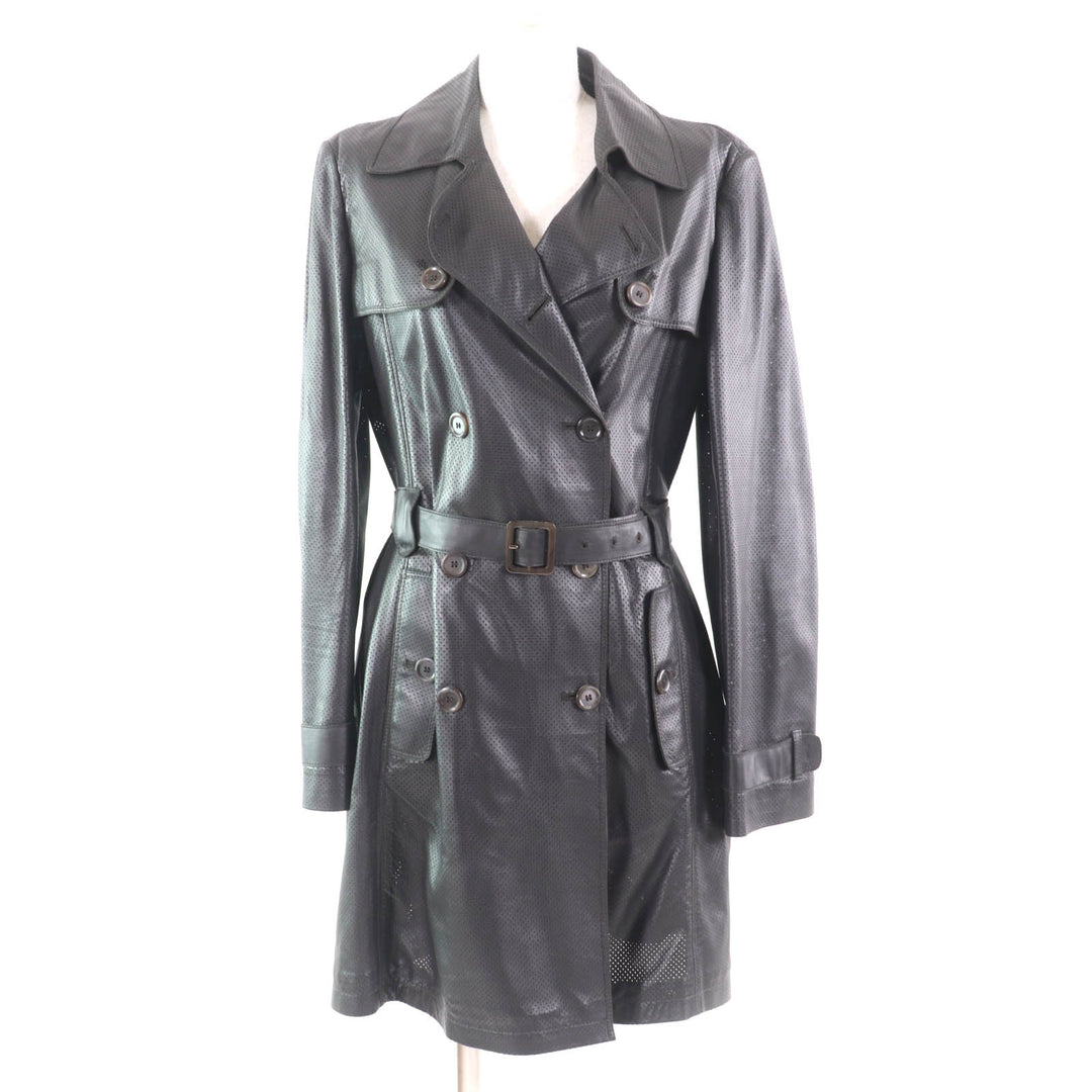 Very Good HUGO BOSS trench coat Belt included Punching Dark brown Lamb leather42