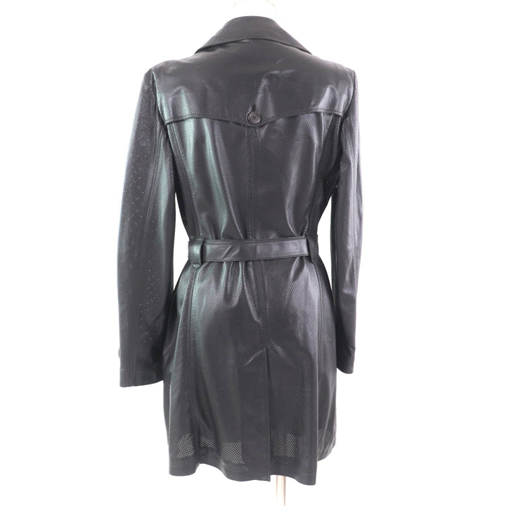 Very Good HUGO BOSS trench coat Belt included Punching Dark brown Lamb leather Women 42