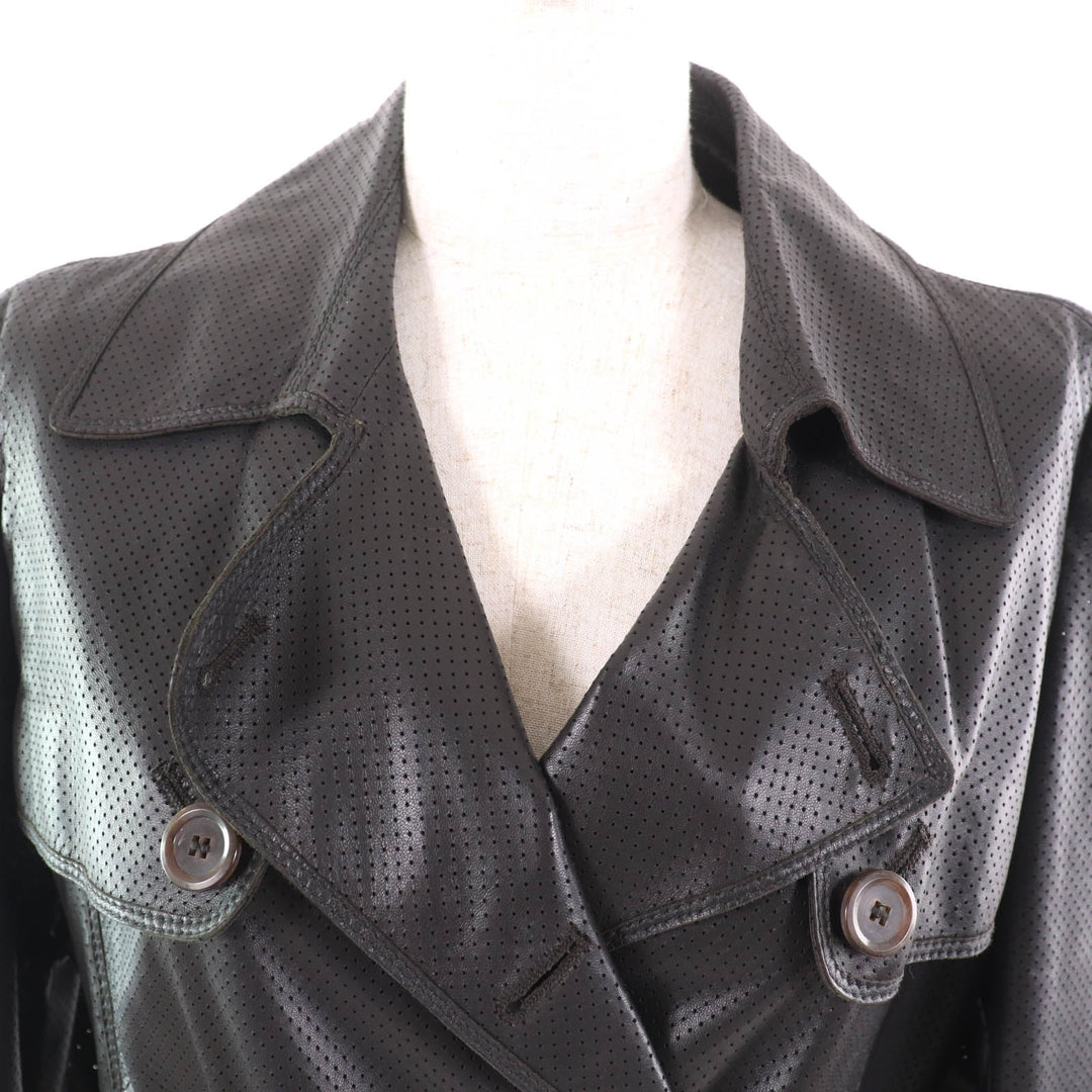 Very Good HUGO BOSS trench coat Belt included Punching Dark brown Lamb leather42