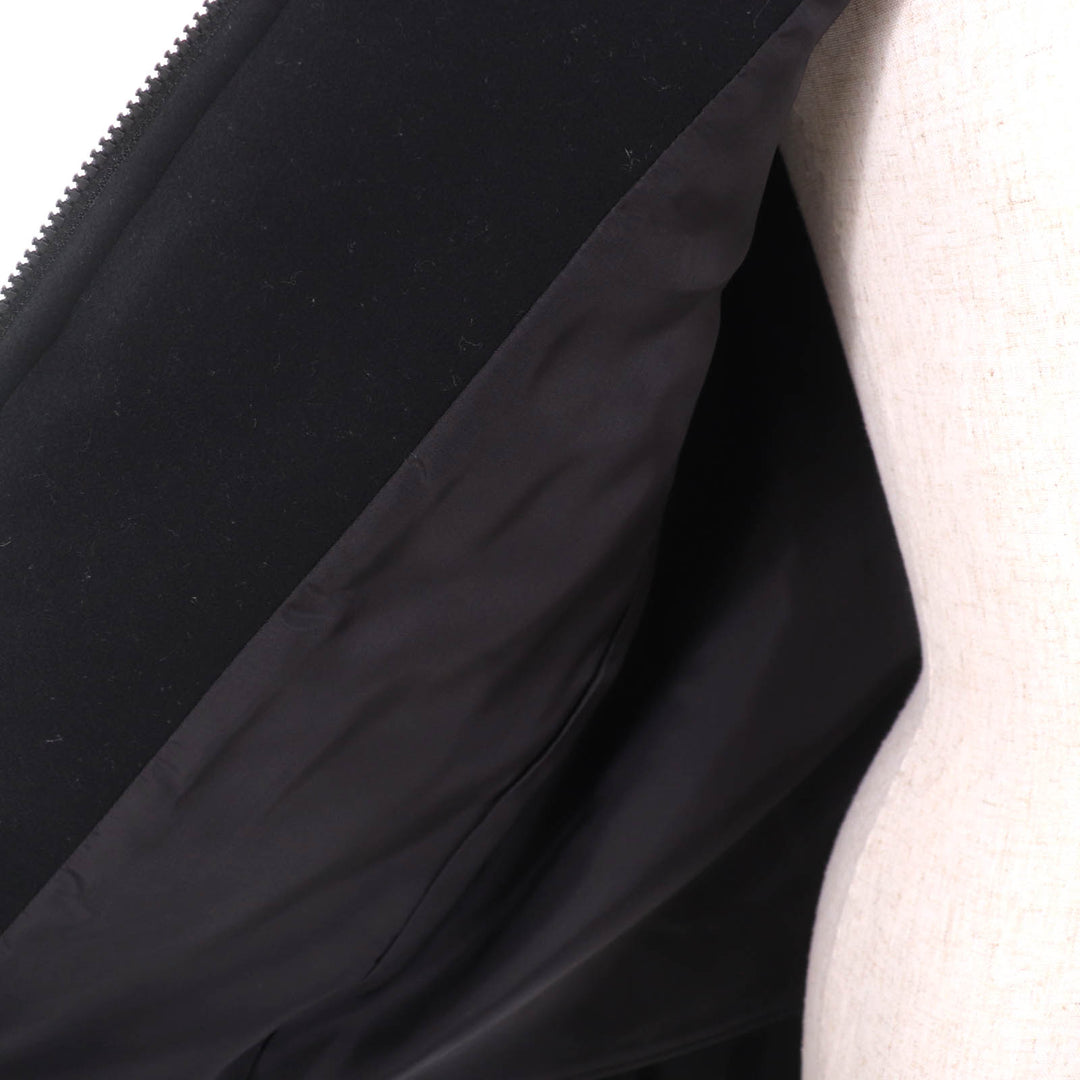 Great YOKO CHAN coat Frill design, padded, no collar black wool Women 38