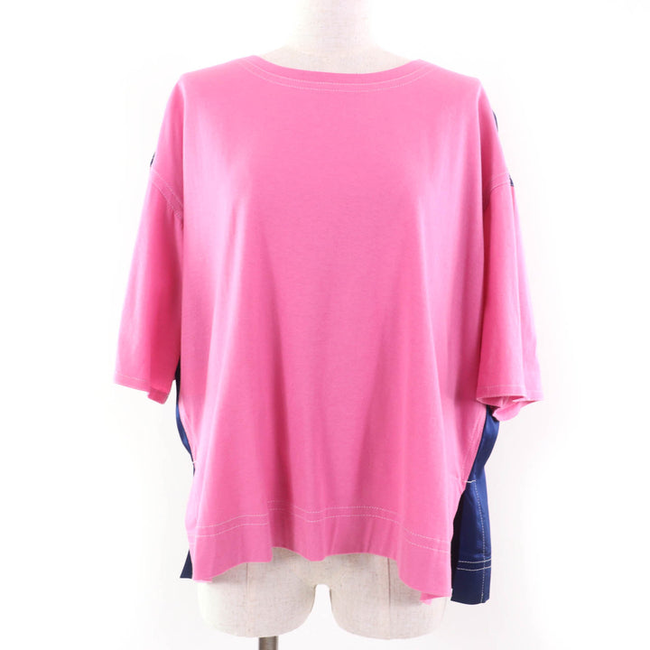 Pristine MARNI Short sleeve T-shirt Silk blend, two-tone design Pink navy cotton