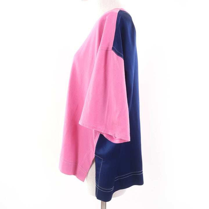 Pristine MARNI Short sleeve T-shirt Silk blend, two-tone design Pink navy cotton