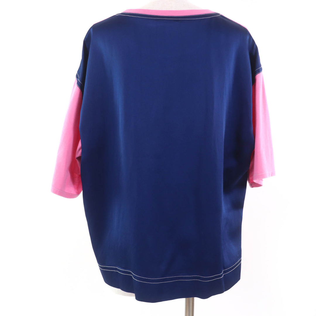 Pristine MARNI Short sleeve T-shirt Silk blend, two-tone design Pink navy cotton