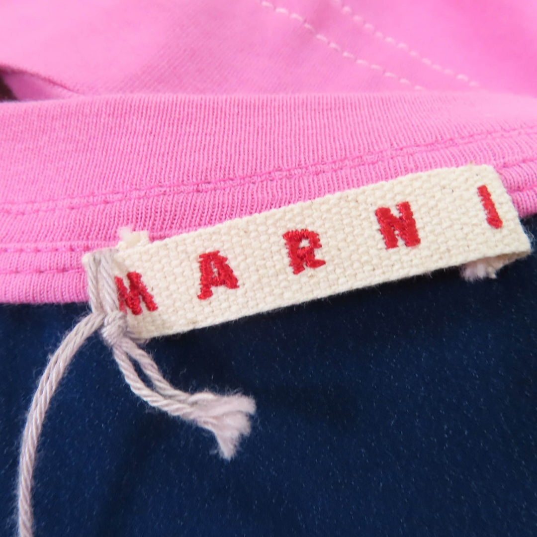 Pristine MARNI Short sleeve T-shirt Silk blend, two-tone design Pink navy cotton