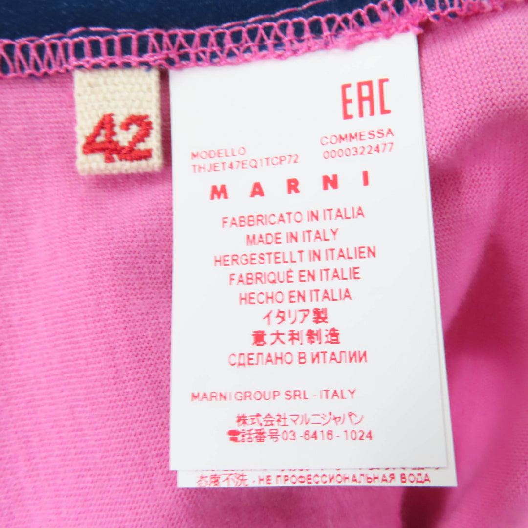 Pristine MARNI Short sleeve T-shirt Silk blend, two-tone design Pink navy cotton